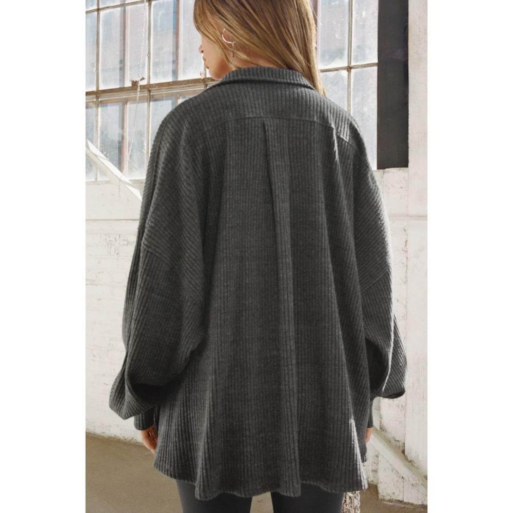 Joah Brown Deep V Pullover in Gray - Picture 2 of 5